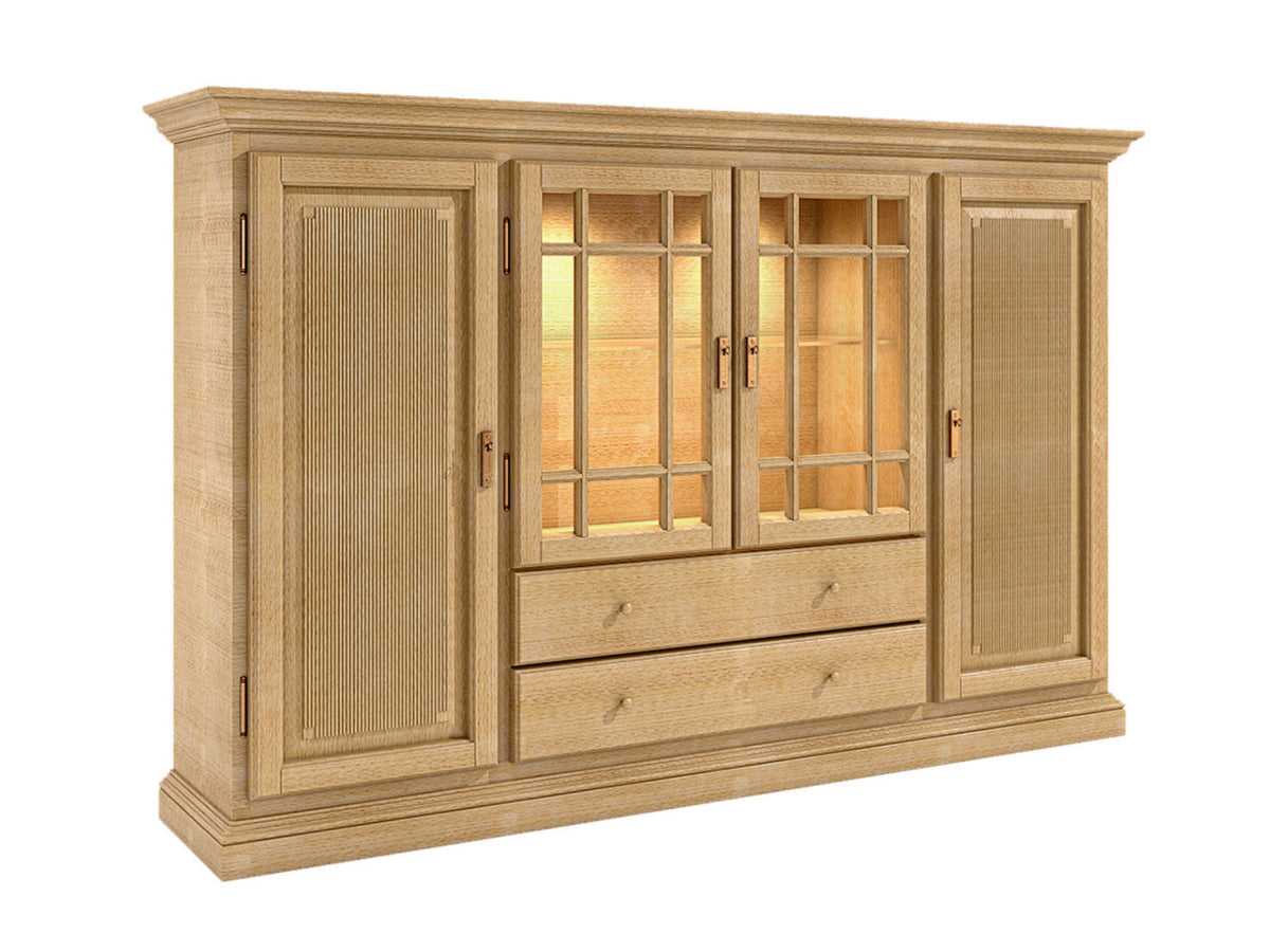 Hochanrichte Highboard Duett B 210 H 136 cm 2 Schubladen 4 Türen Pinie massiv Pinie karamell