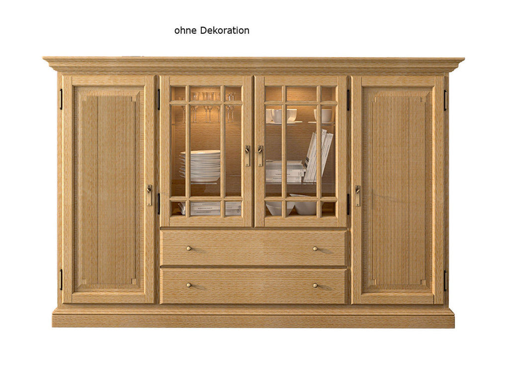 Hochanrichte Highboard Duett B 210 H 136 cm 2 Schubladen 4 Türen Pinie massiv Pinie karamell