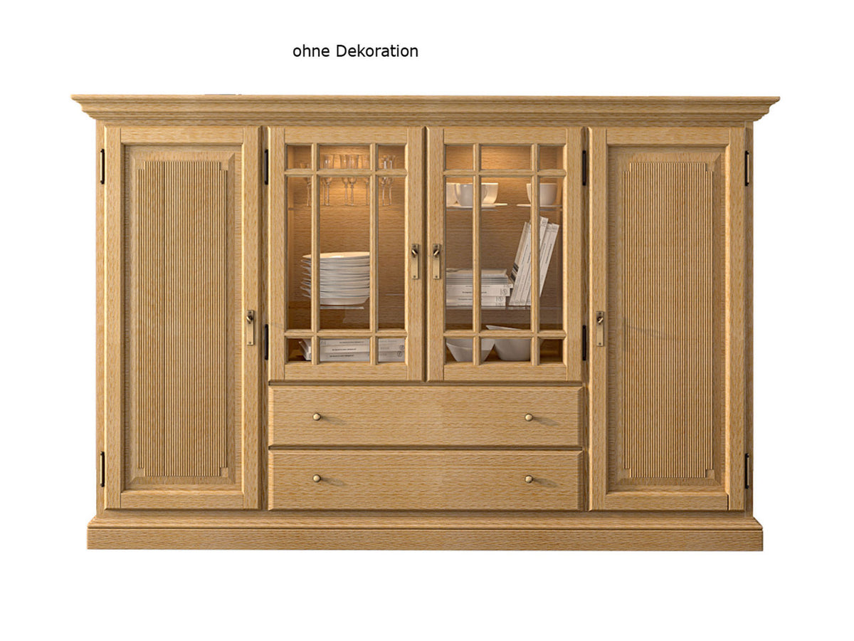 Hochanrichte Highboard Duett B 210 H 136 cm 2 Schubladen 4 Türen Pinie massiv Pinie karamell