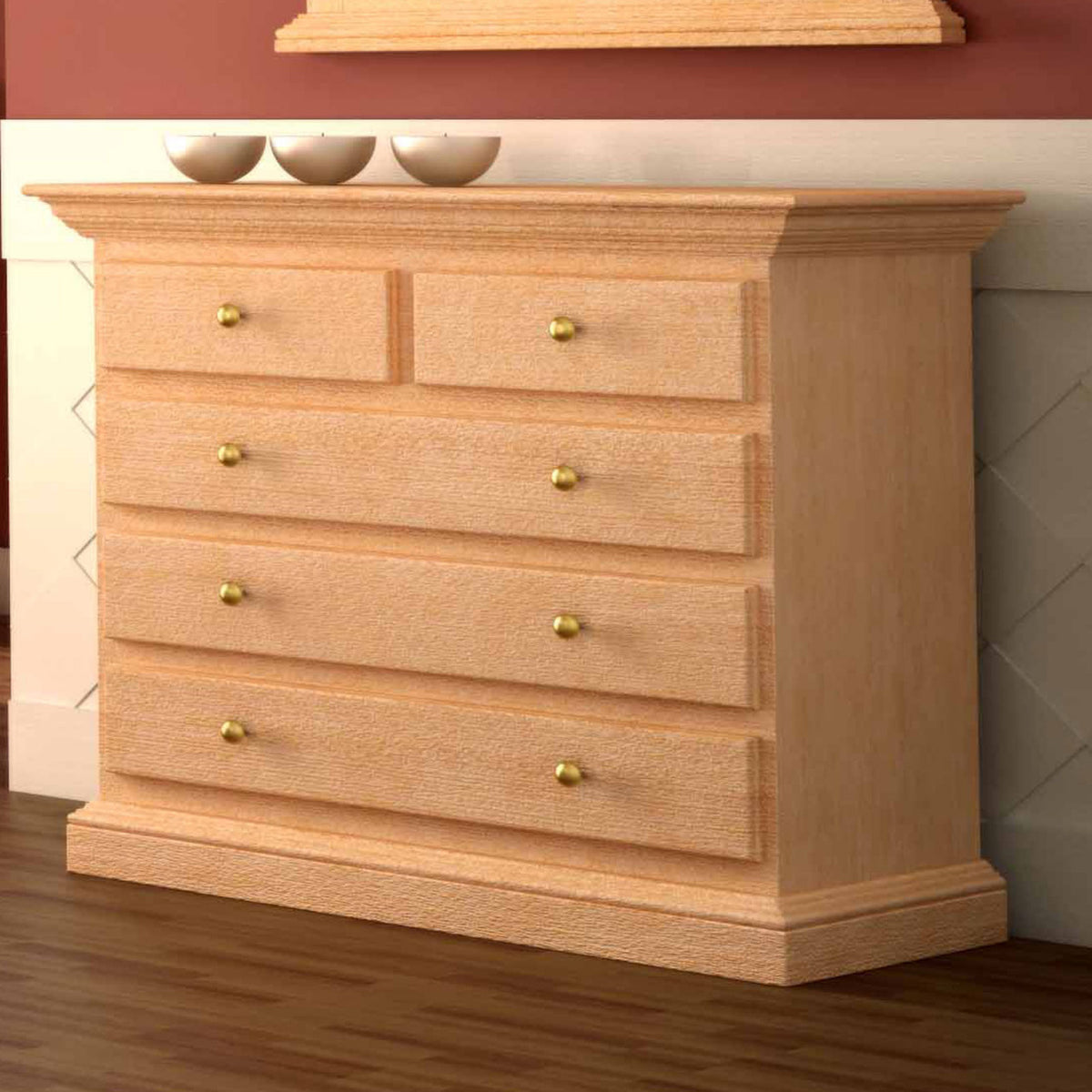 Schubladenkommode Duett B 101 H 88 cm Pinienholz massiv Pinie karamell