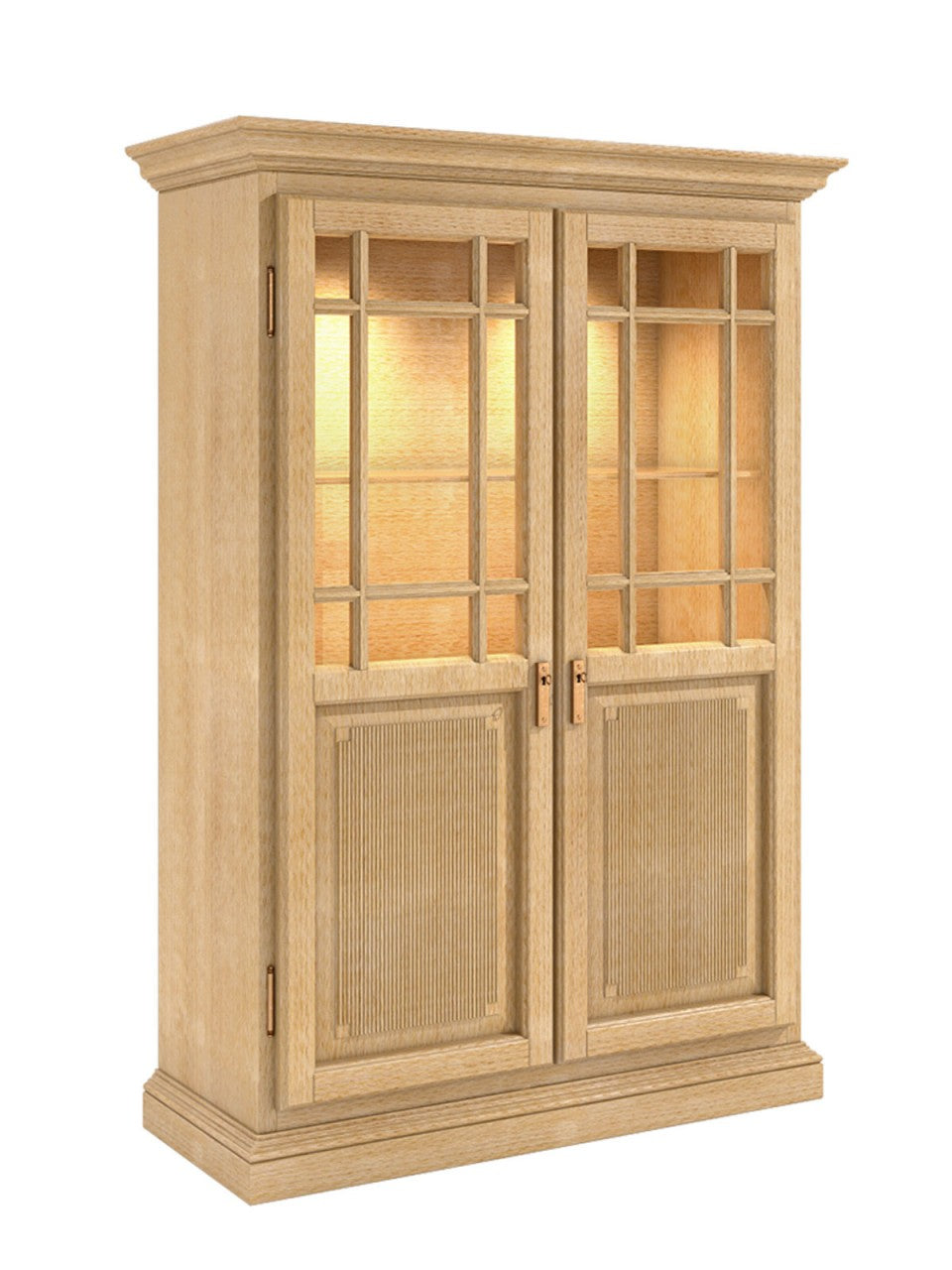 Vitrine Highboard Büfett 2-türig Duett B 112 H 160 cm Pinie massiv Pinie karamell