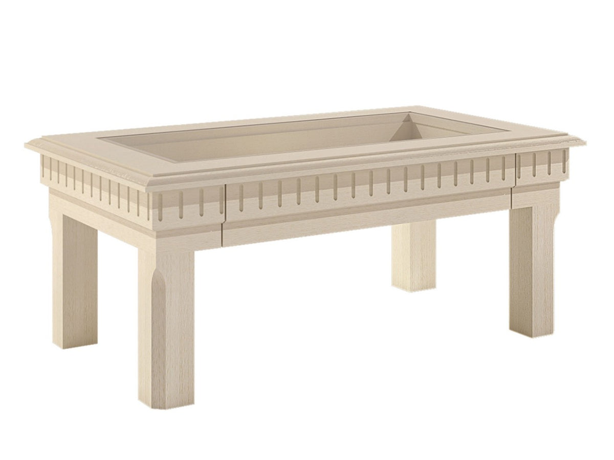 Couchtisch rechteckig 120x70 cm Duett mit Glasplatte und Schubkasten Pinie massiv Pinie lipizano