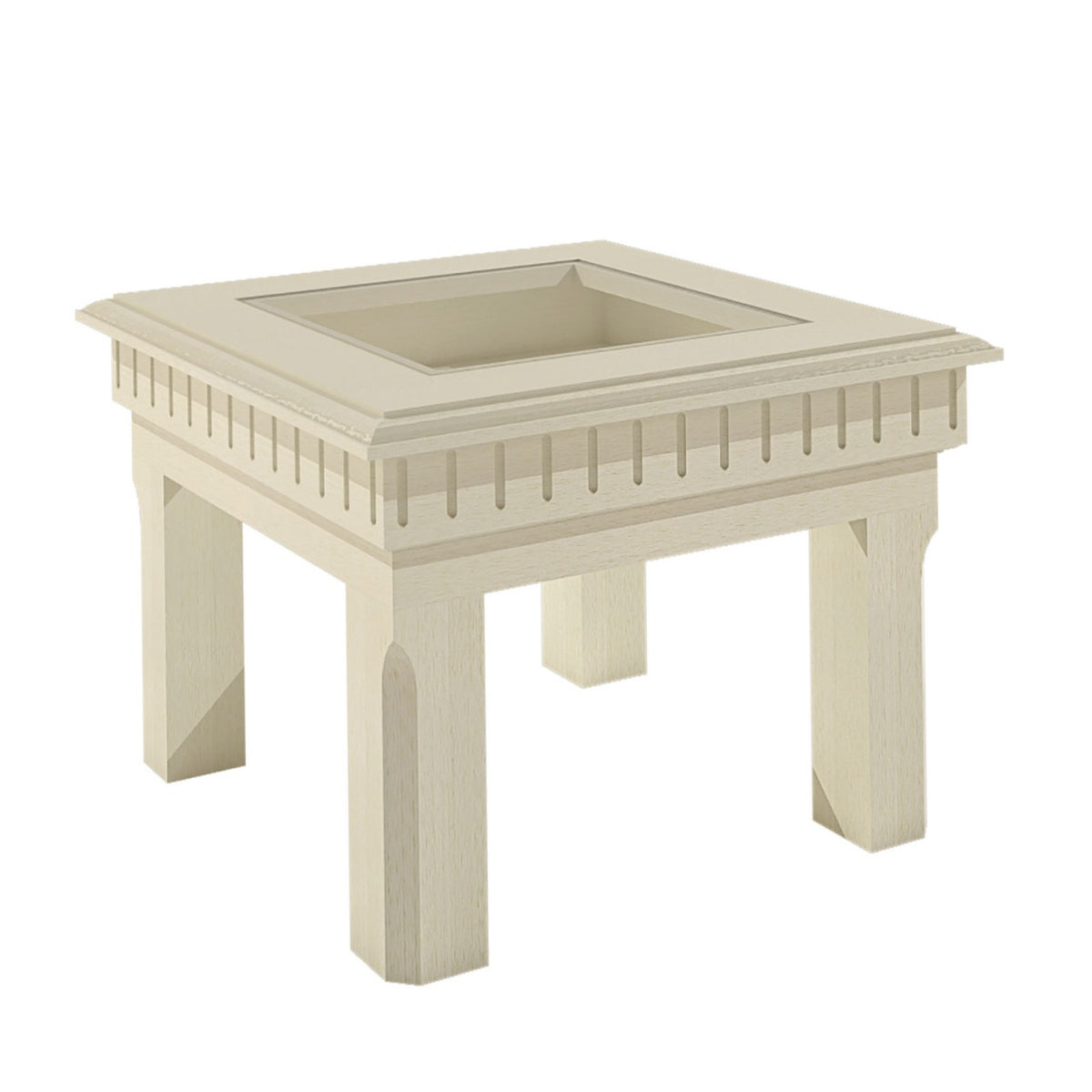 Couchtisch Beistelltisch quadratisch 70x70 cm mit Glasplatte und Schubkasten Pinie massiv Pinie lipizano