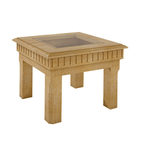Couchtisch Beistelltisch quadratisch 70x70 cm mit Glasplatte und Schubkasten Pinie massiv Pinie karamell