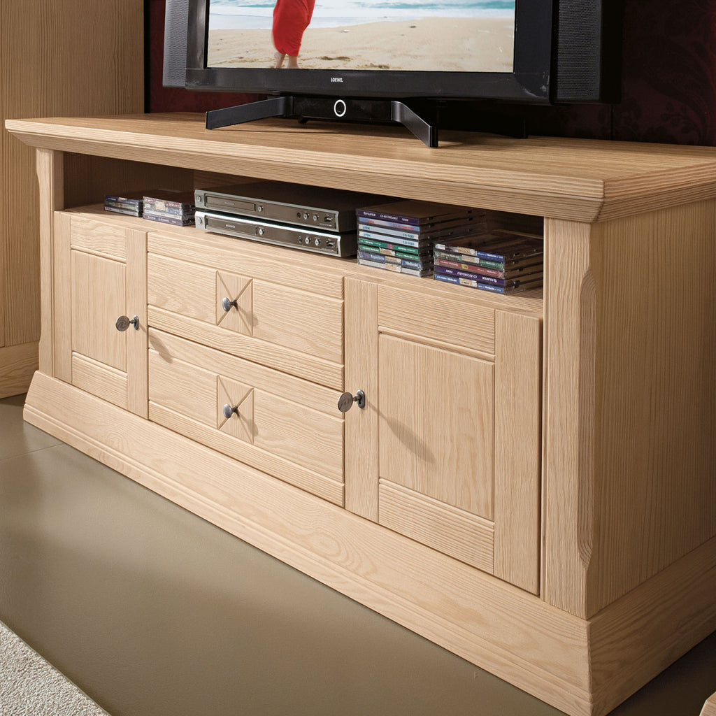 Wohnwand-Set Vienna - 4-teilig aus Pinienholz, klassisches Design B340 x H210 cm Pinie natur gebürstet