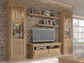 Wohnwand Duett mit Vitrinen & TV-Schrank – Pinie Massivholz Pinie karamell