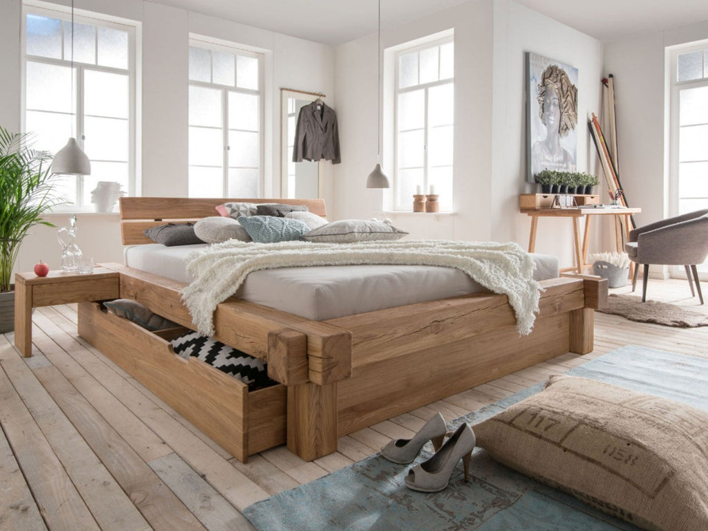 Nachttisch Nachtschrank Massivholz Nachtkonsole Lana B 44 H 40 T 33 cm Balkeneiche massiv