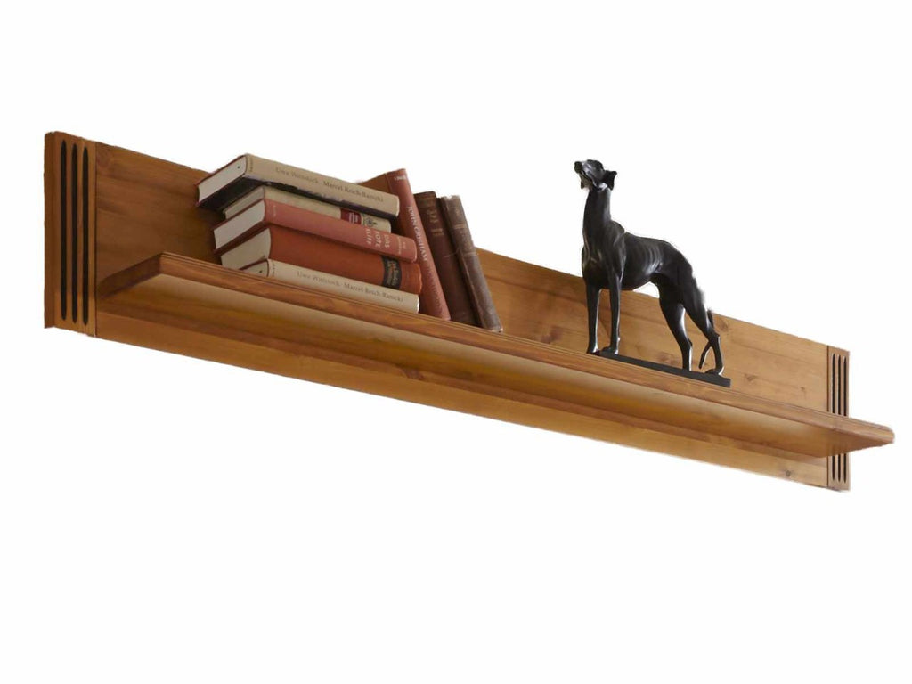 Wandbord Bücher-Regal L-Bord Florenz B 140 cm mit Dekorleisten Pinie Nordica massiv sierra