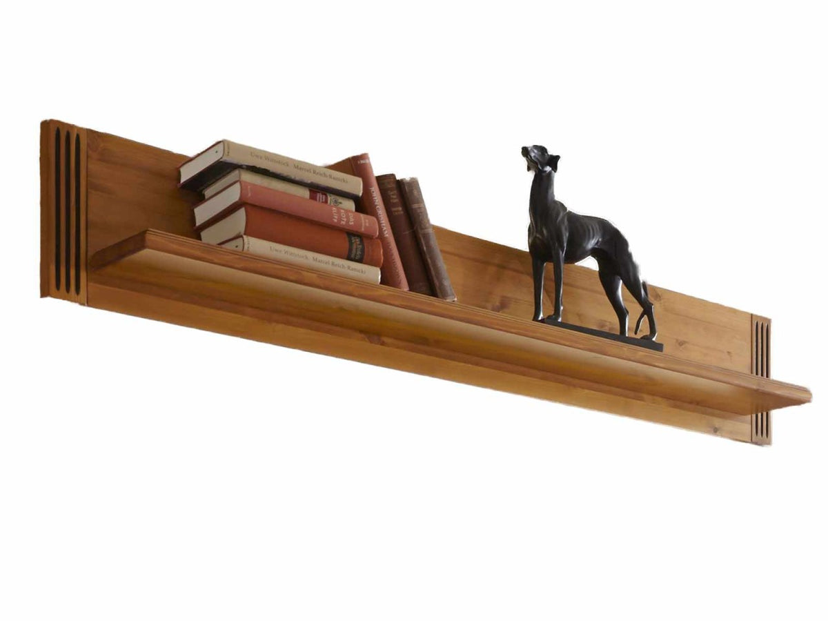 Wandbord Bücher-Regal L-Bord Florenz B 140 cm mit Dekorleisten Pinie Nordica massiv sierra