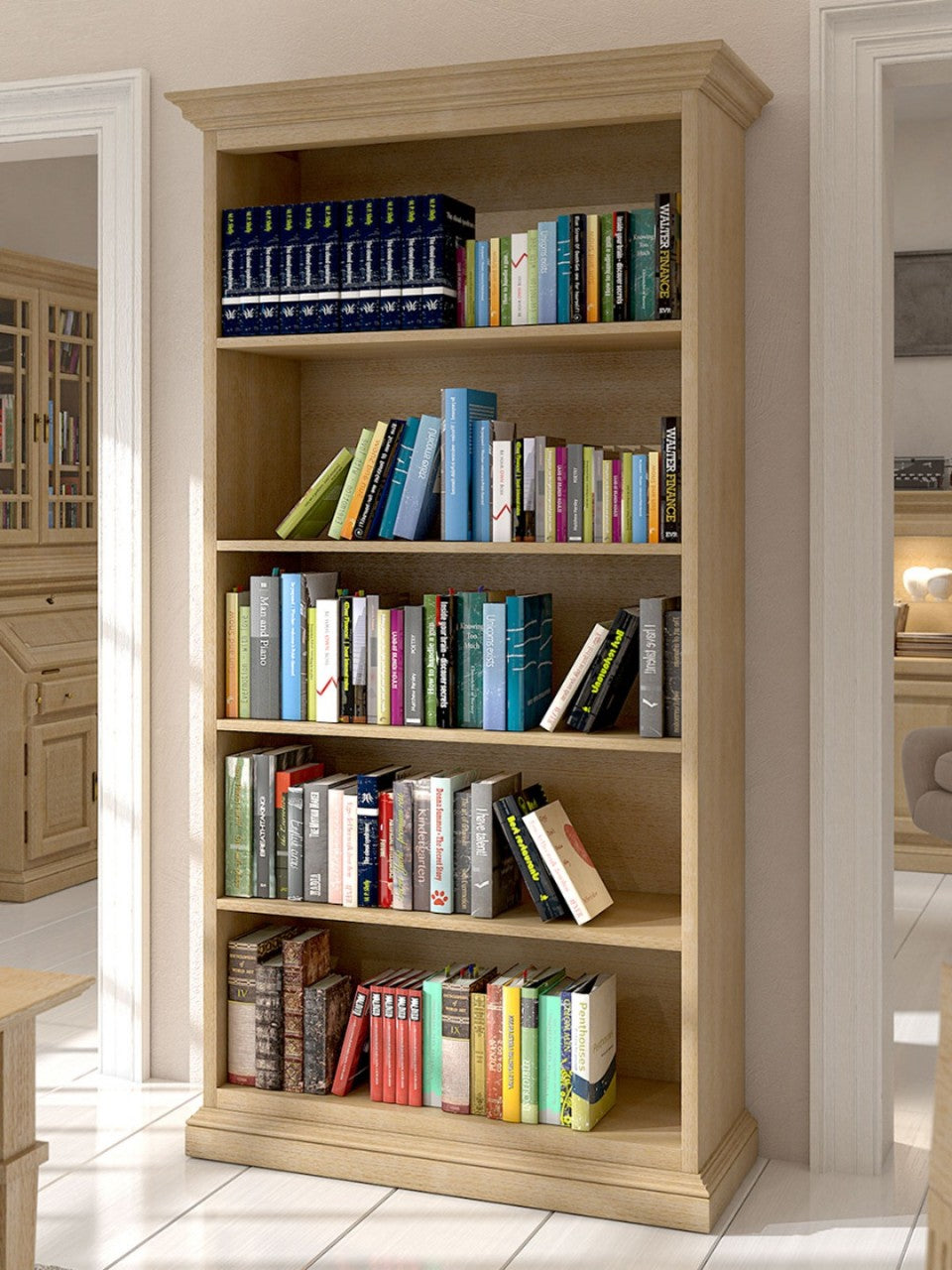 Bücherregal Regal-Schrank Duett B 112 H 212 cm mit 4 Regalfächern Pinie massiv Pinie karamell