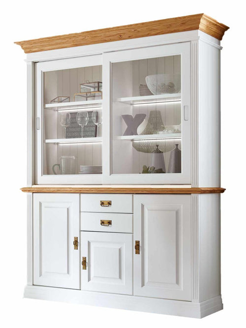 Büffet Sideboard mit Aufsatz Novara 5-türig 2 Schubladen weiß massiv