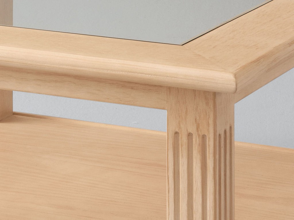 Couchtisch Wohnzimmer-Tisch Casapino quadratisch mit Glasplatte 90 x 90 cm Pinie massiv