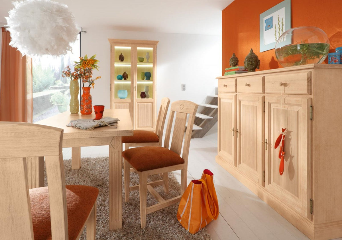 Glas-Vitrine Stand-Vitrine Wohnzimmer Casapino 2-türig aus Glas mit Holzfüllung Pinie massiv
