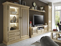 Wohnwand Casapino Pinienholz 4-teilig 1 Vitrine 1 TV-Schrank 1 Highboard 1 Wandboard