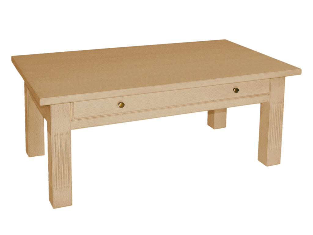Couchtisch Wohnzimmer-Tisch 120 x 70 cm mit Schublade und fester Platte Pinie massiv Pinie karamell