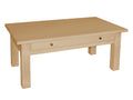 Couchtisch Wohnzimmer-Tisch 120 x 70 cm mit Schublade und fester Platte Pinie massiv Pinie karamell