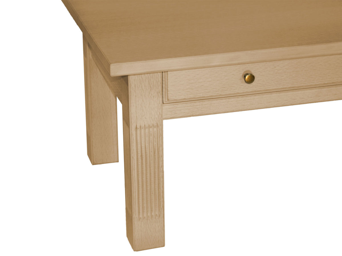 Couchtisch Wohnzimmer-Tisch 120 x 70 cm mit Schublade und fester Platte Pinie massiv Pinie karamell