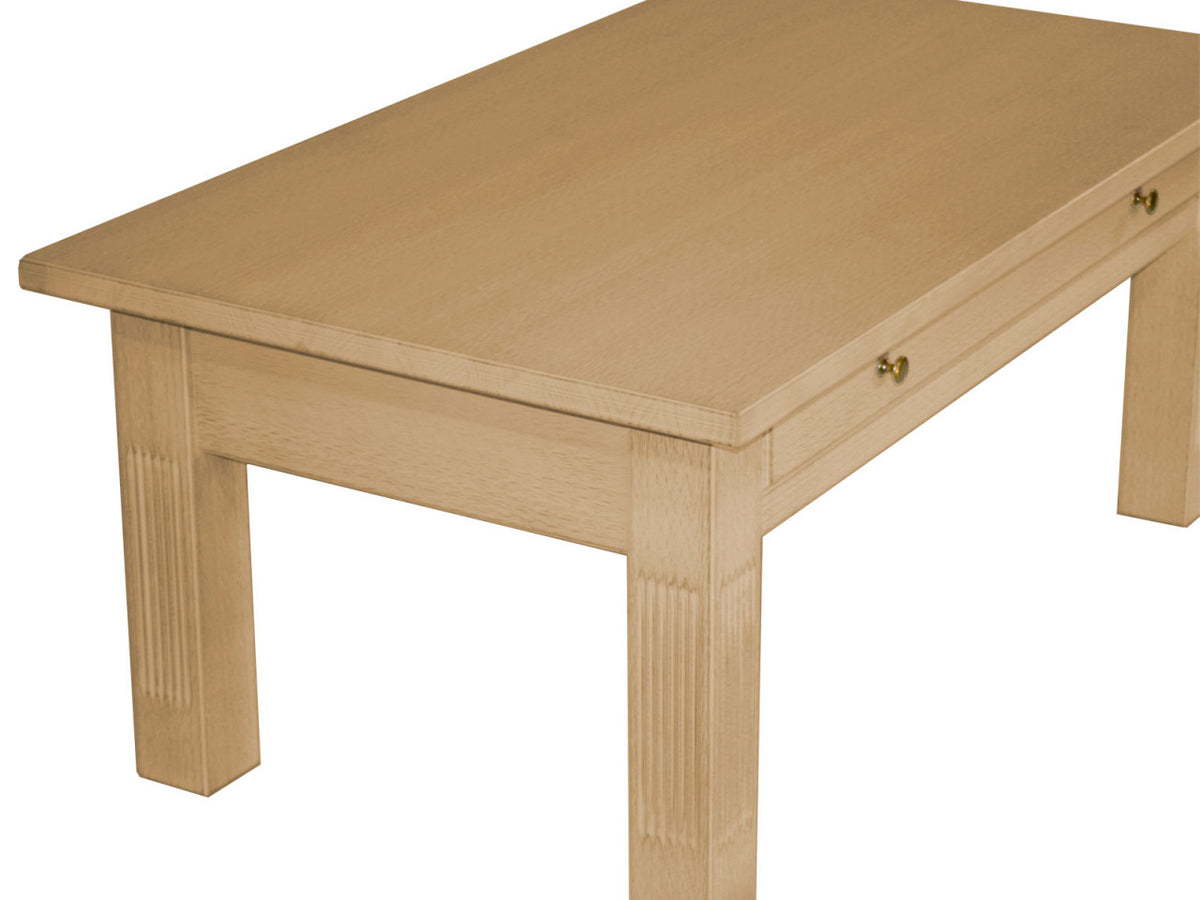 Couchtisch Wohnzimmer-Tisch 120 x 70 cm mit Schublade und fester Platte Pinie massiv Pinie karamell