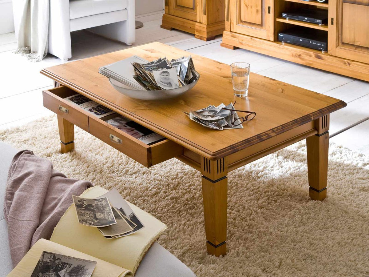 Couchtisch Wohnzimmer Tisch Florenz 130 x 75 cm Pinie Nordica massiv sierra