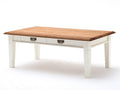 Couchtisch Wohnzimmer-Tisch Novara 130x75 cm mit Schublade weiß massiv ohne Ablage