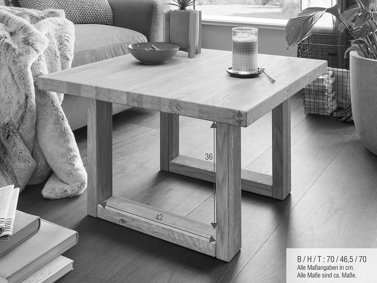 Couchtisch Massivholz Wohnzimmer Tisch 70x70cm Faro Wildeiche massiv