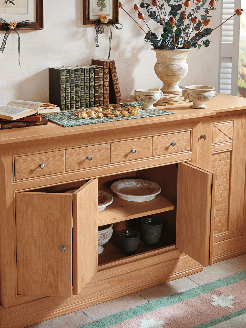 Sideboard Kommode Anrichte 3-türig Vienna B 161 H 88 cm, Pinie massiv Pinie natur gebürstet