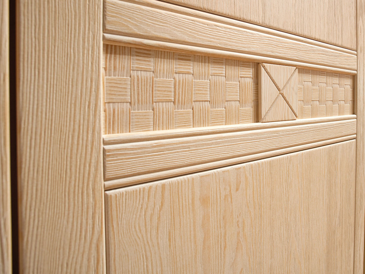 Standvitrine Vienna mit Glas-Holzfront – Pinie Massiv, 121 x 210 cm Pinie natur gebürstet