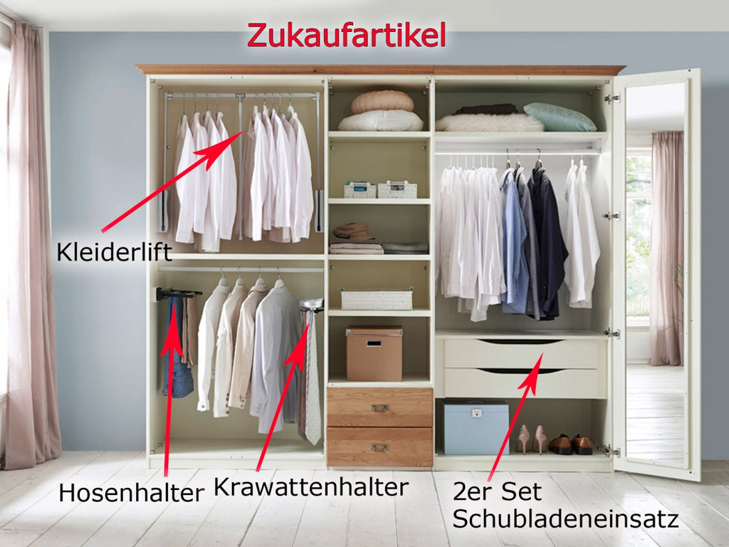 Kleiderschrank Dreams 2/3/4/5/6-türig, Höhe 228 cm, mit Holztüren, Absetzung Wildeiche