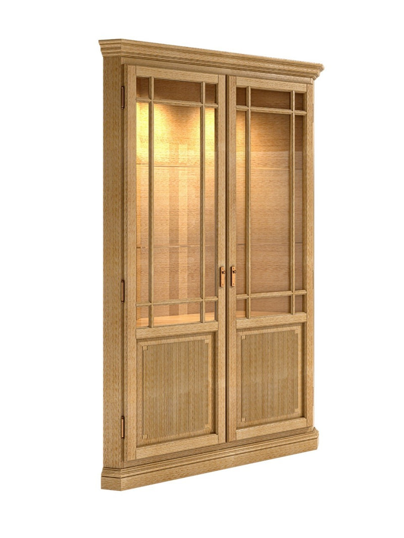 Eckvitrine Duett 2 Türen B 122 cm Pinie Massivholz Pinie karamell