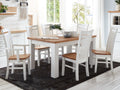 Esszimmer Sitzgruppe Novara/Olbia Esstisch 160/180 cm weiß Wildeiche massiv