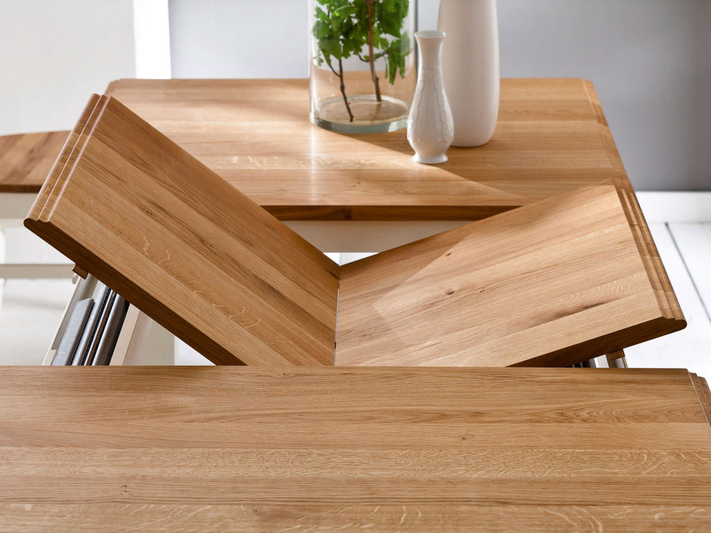 Esstisch Küchen-Tisch Novara 140/160/180x95cm weiß Wildeiche massiv