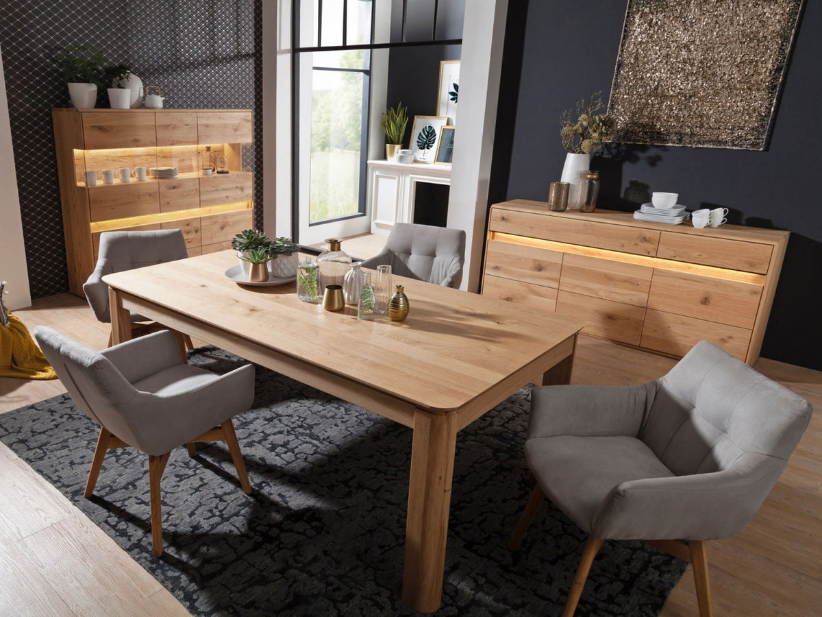 Esstisch Massivholz 180/200/220 x 100 cm Küchen-Tisch Bergeiche Wildeiche massiv
