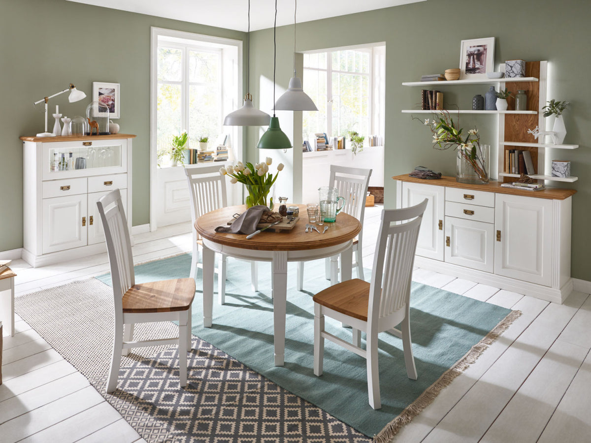 Anrichte Sideboard Novara 3-türig mit 2 Schubladen weiß natur massiv