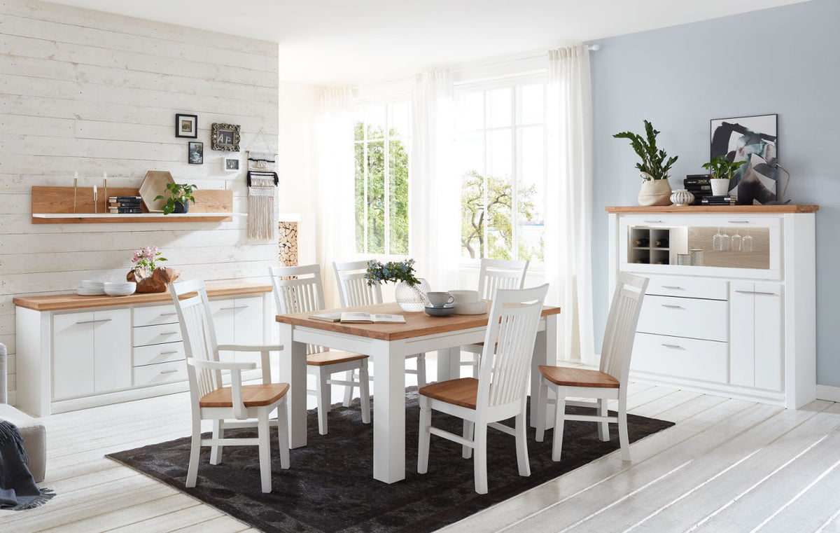 Esszimmer-Stuhl mit Armlehnen Novara/Olbia Pinie Nordica weiß