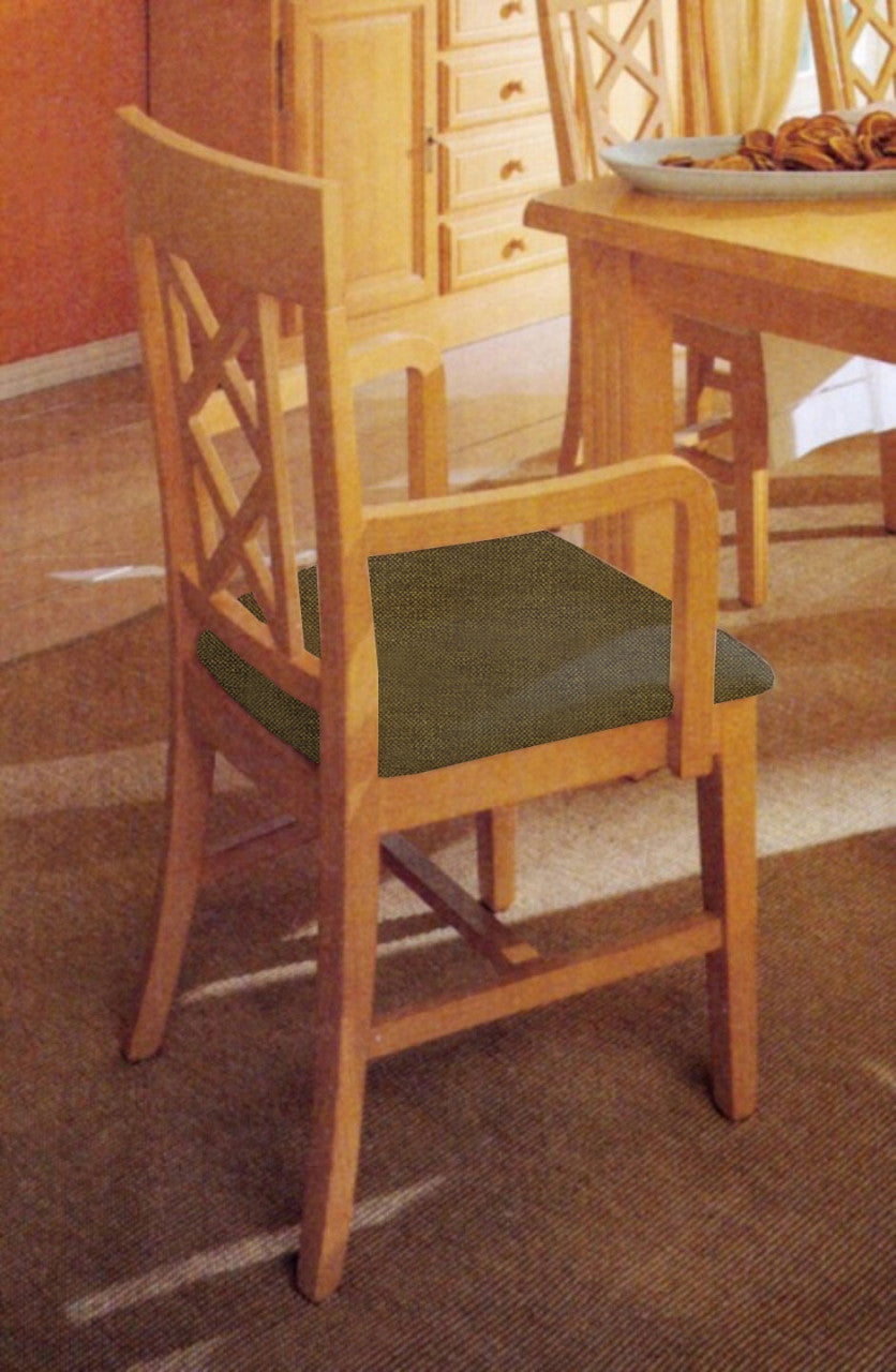 Esszimmerstuhl Chalet mit Armlehnen & Festpolsterkissen – Pinie Massivholz