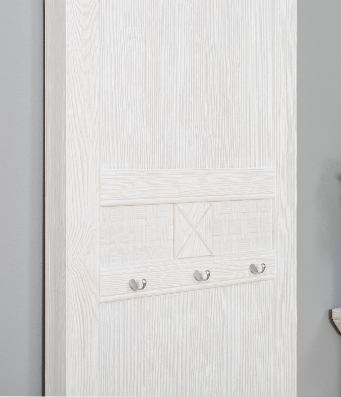 Garderobe Wandgarderobe Vienna 61 cm breit, Pinie massiv Pinie weiß gebürstet
