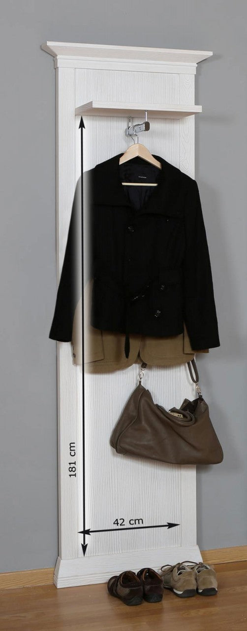 Garderobe Wandgarderobe Vienna 61 cm breit, Pinie massiv Pinie weiß gebürstet