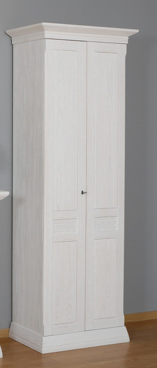 Garderobenschrank Vienna B 76 x H 210 cm, Pinie massiv Pinie weiß gebürstet