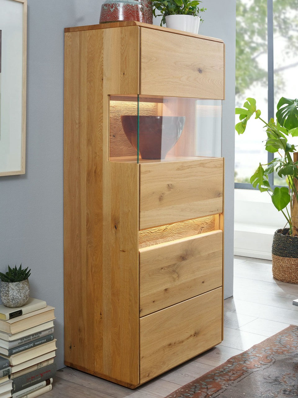 Highboard Bergeiche Wildeiche B63H152cm halbhoch