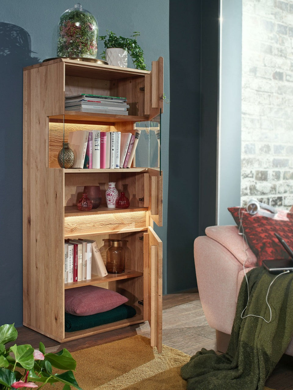 Highboard Bergeiche Wildeiche B63H152cm halbhoch