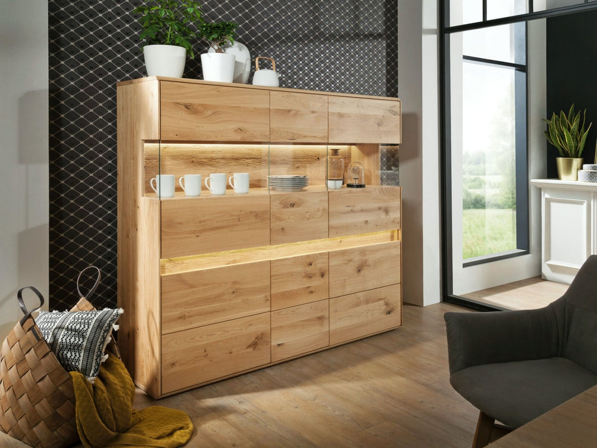 Highboard Bergeiche Wildeiche 6-türig Massivholz Hochanrichte Buffet