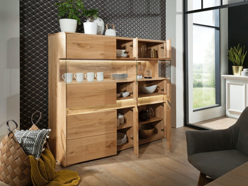 Highboard Bergeiche Wildeiche 6-türig Massivholz Hochanrichte Buffet