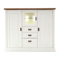 Hochanrichte Highboard Novara 3-türig mit 3 Schubladen weiß massiv