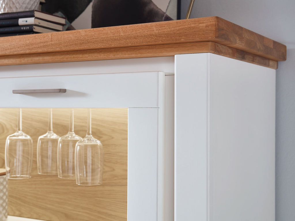 Barschrank weiß Olbia Massivholz 151x146x48cm ohne Zubehör