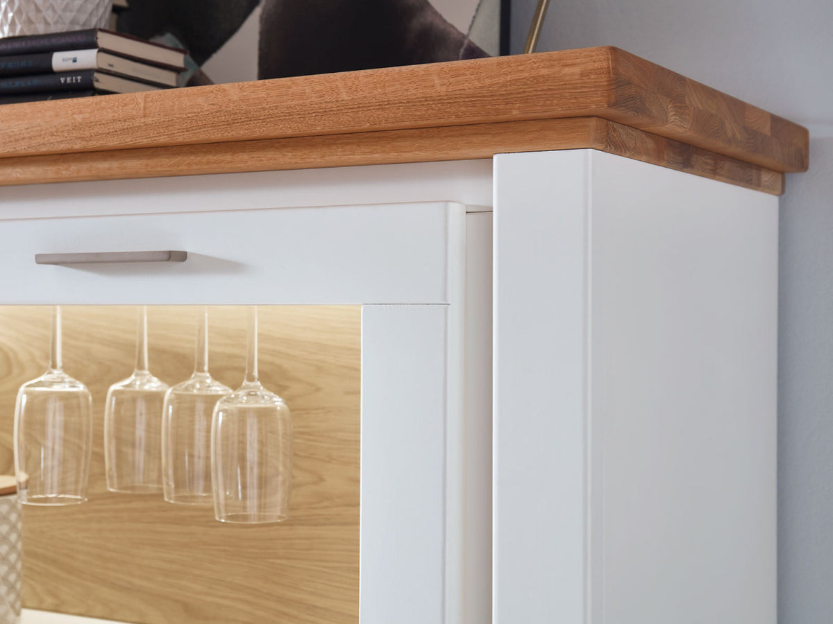 Barschrank weiß Olbia Massivholz 151x146x48cm ohne Zubehör