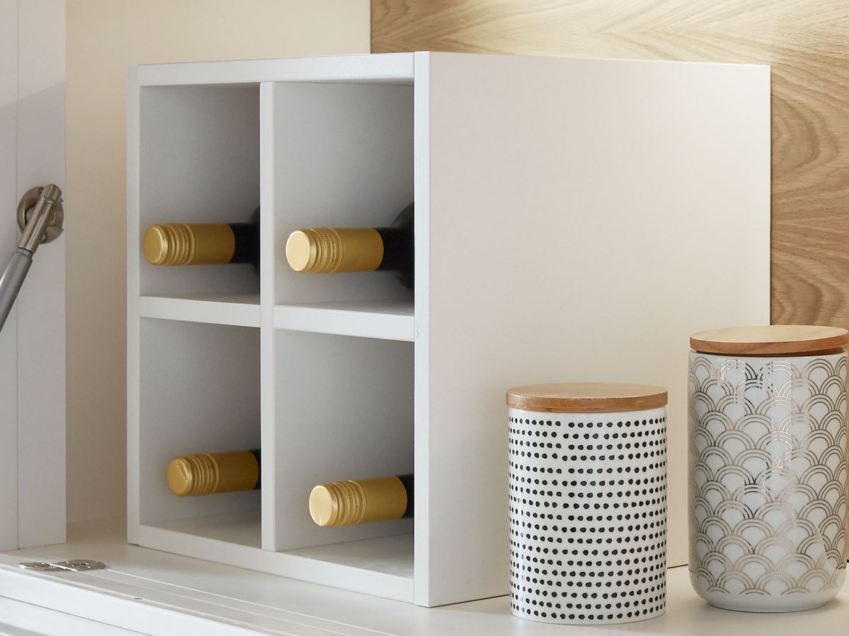 Barschrank weiß Olbia Massivholz 151x146x48cm