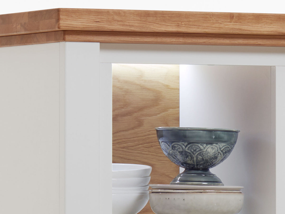 Highboard Olbia 112x145x45cm Pinie Nordica weiß Wildeiche natur massiv