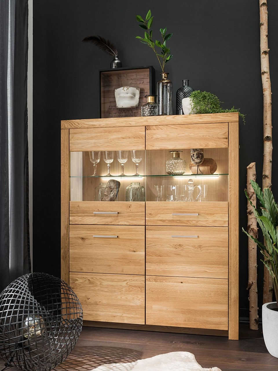 Highboard Massivholz B118 H141cm Faro Wildeiche