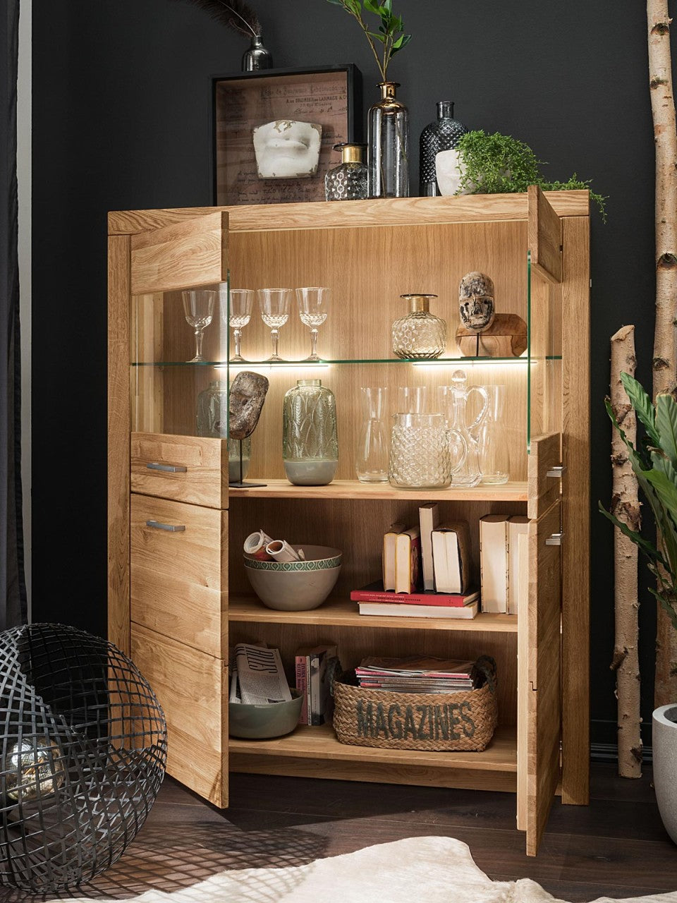 Highboard Massivholz B118 H141cm Faro Wildeiche