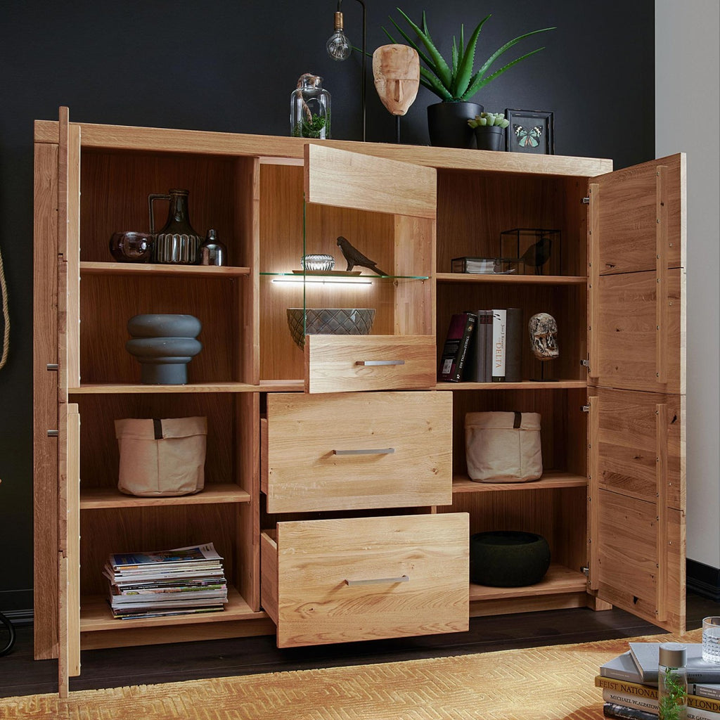 Highboard Massivholz Buffet B170 H141cm Faro Wildeiche massiv